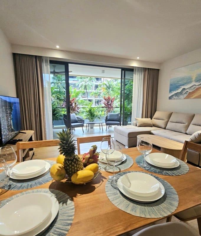 Living room with the terrace doors open