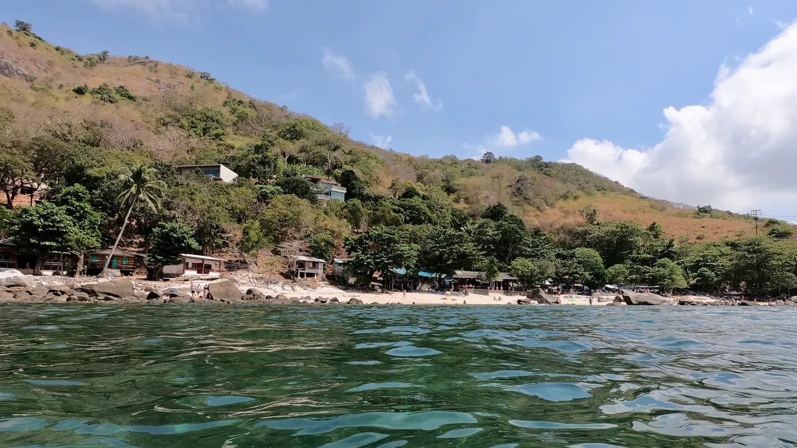the beach seen from the water