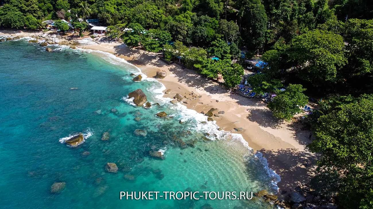 the cove and its rocks from above