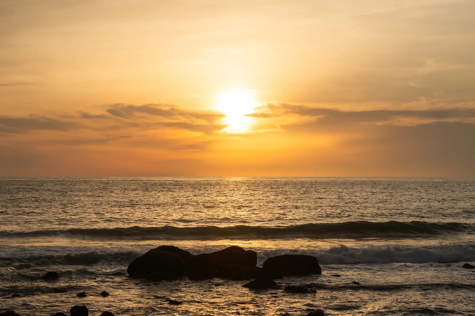 sunset over the rocks