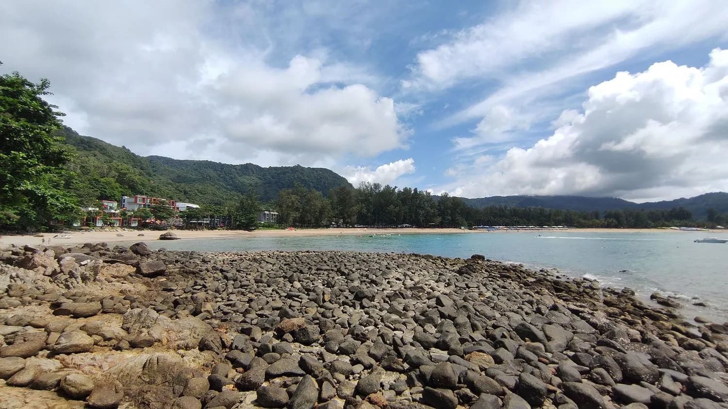 the rocky end of the beach