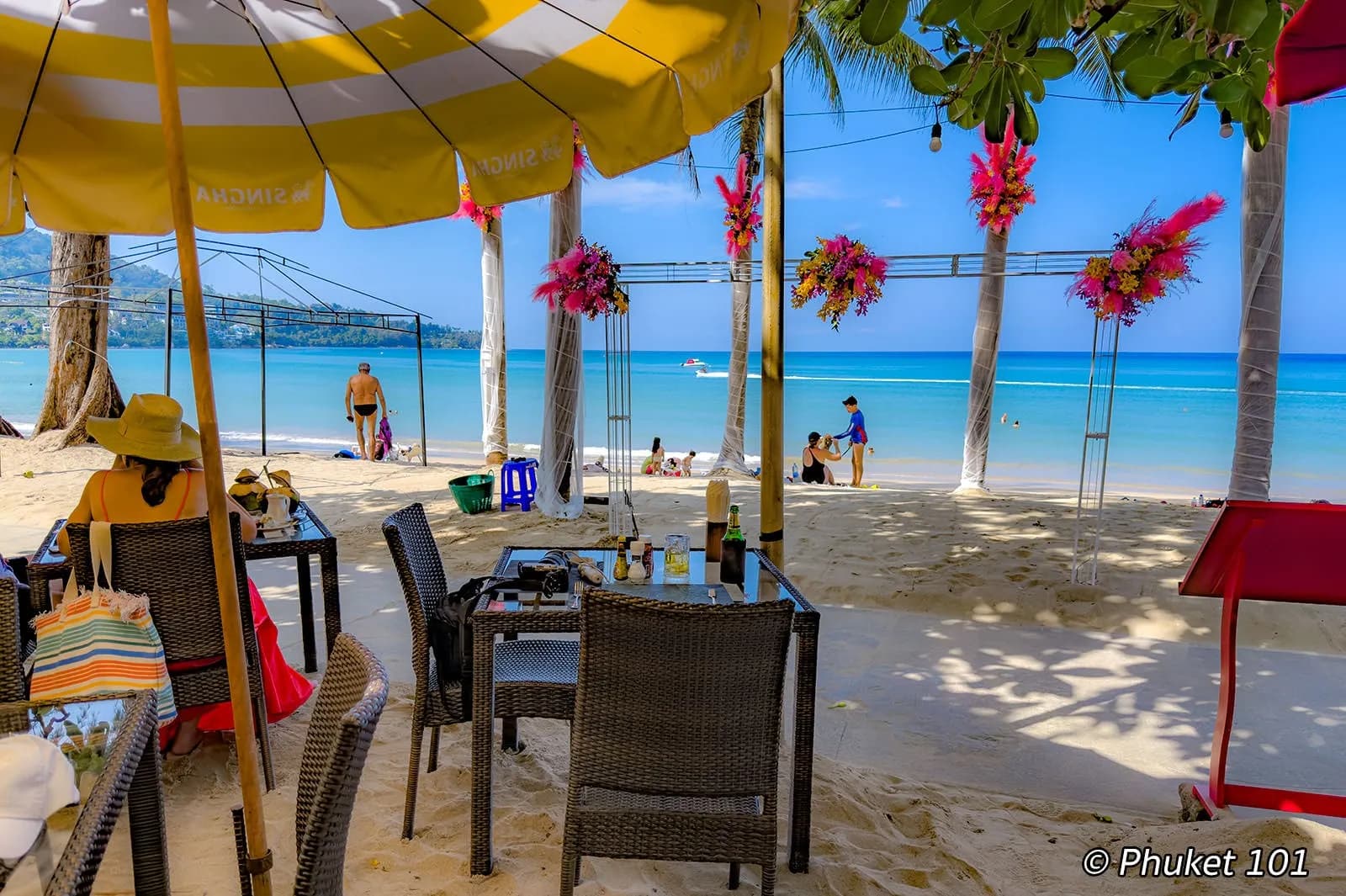 a beach restaurant on the sand