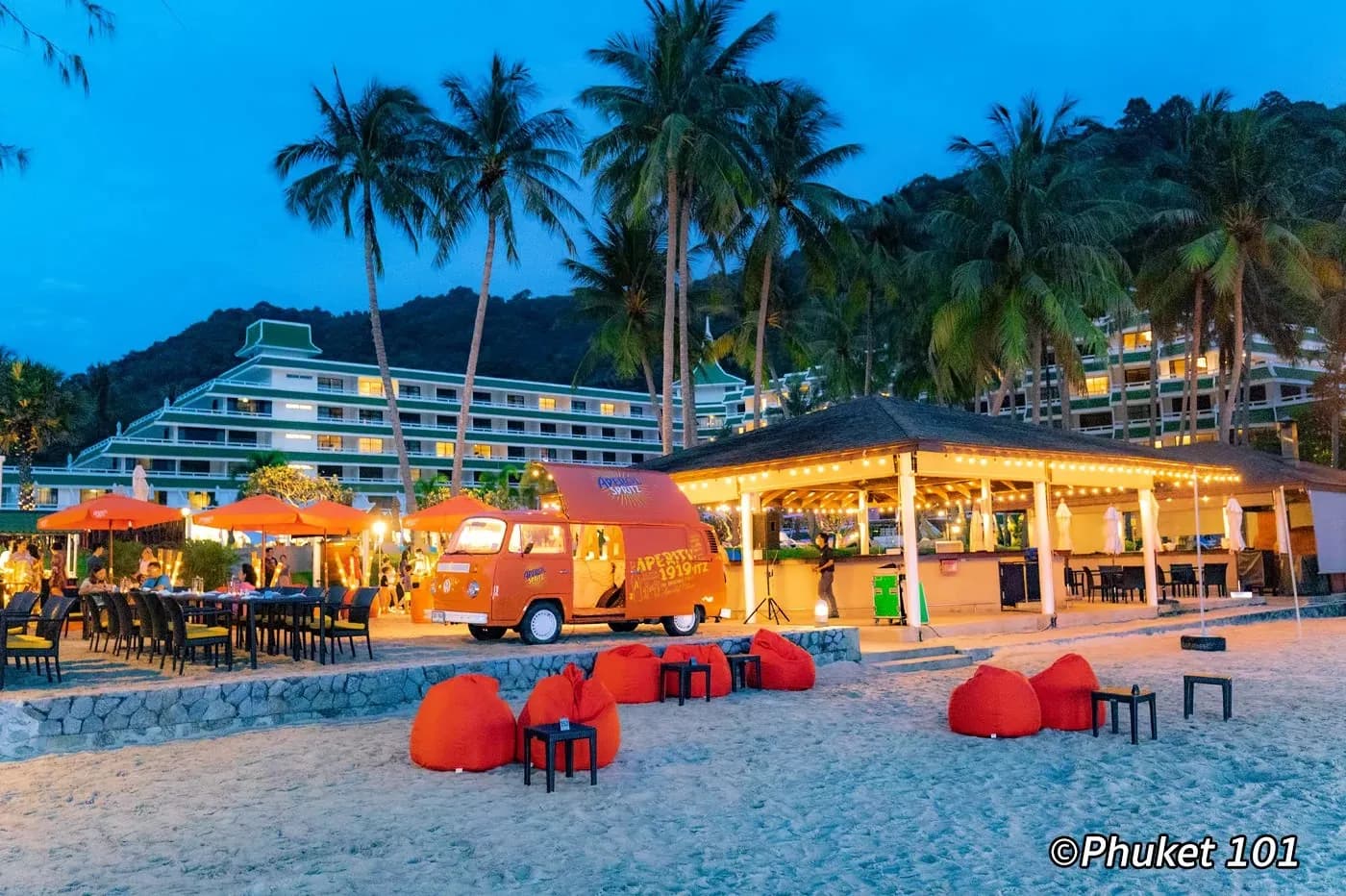 the resort's beach bar