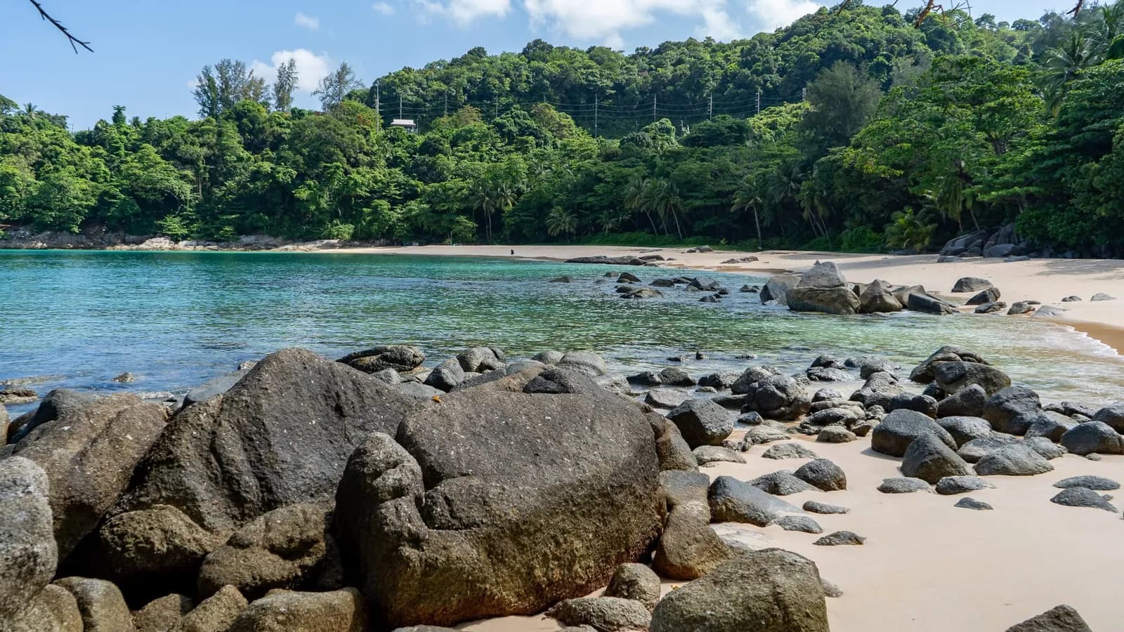 granite boulders at the end of the beach