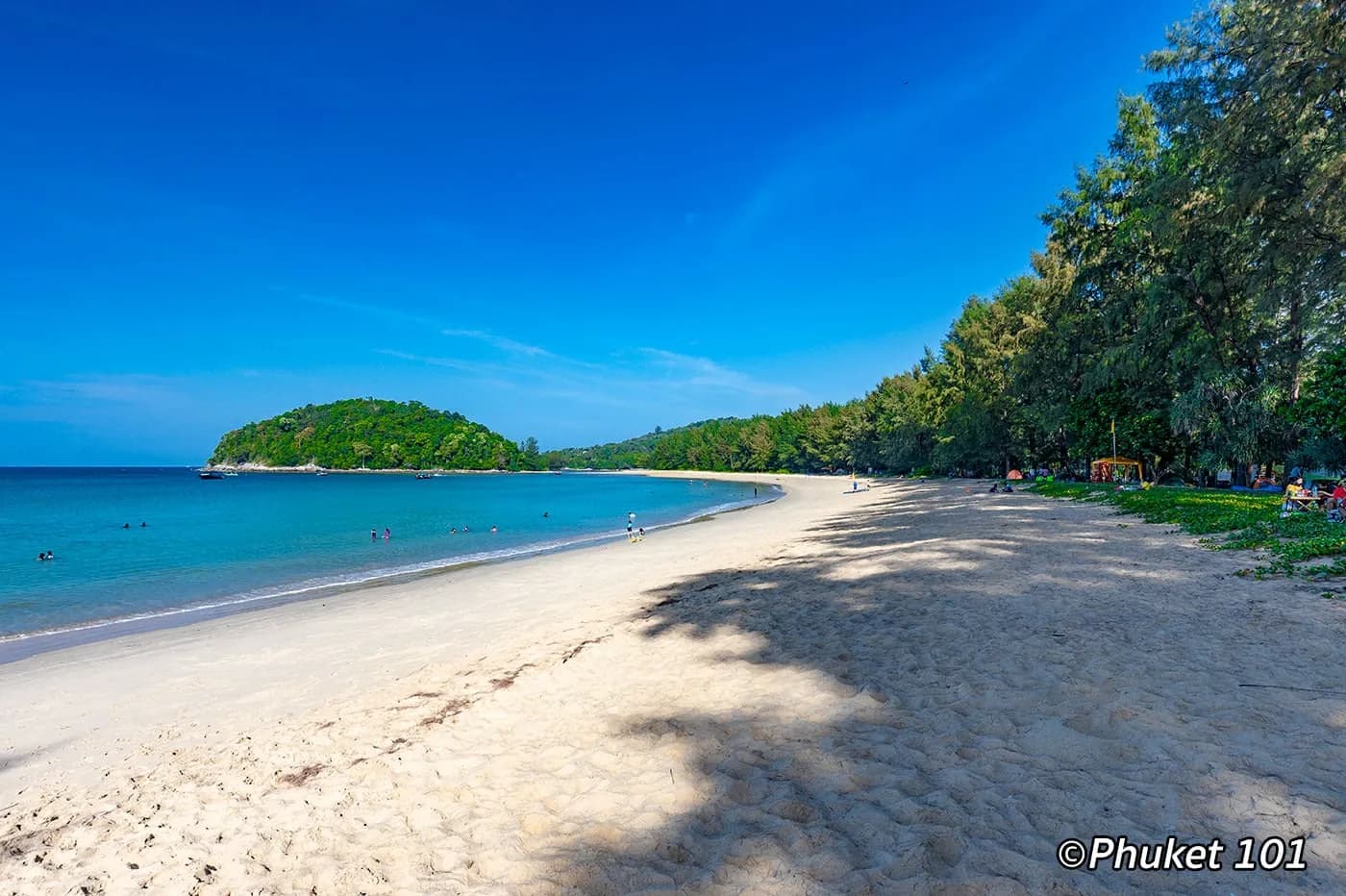 the long sand under the trees, the islet ahead