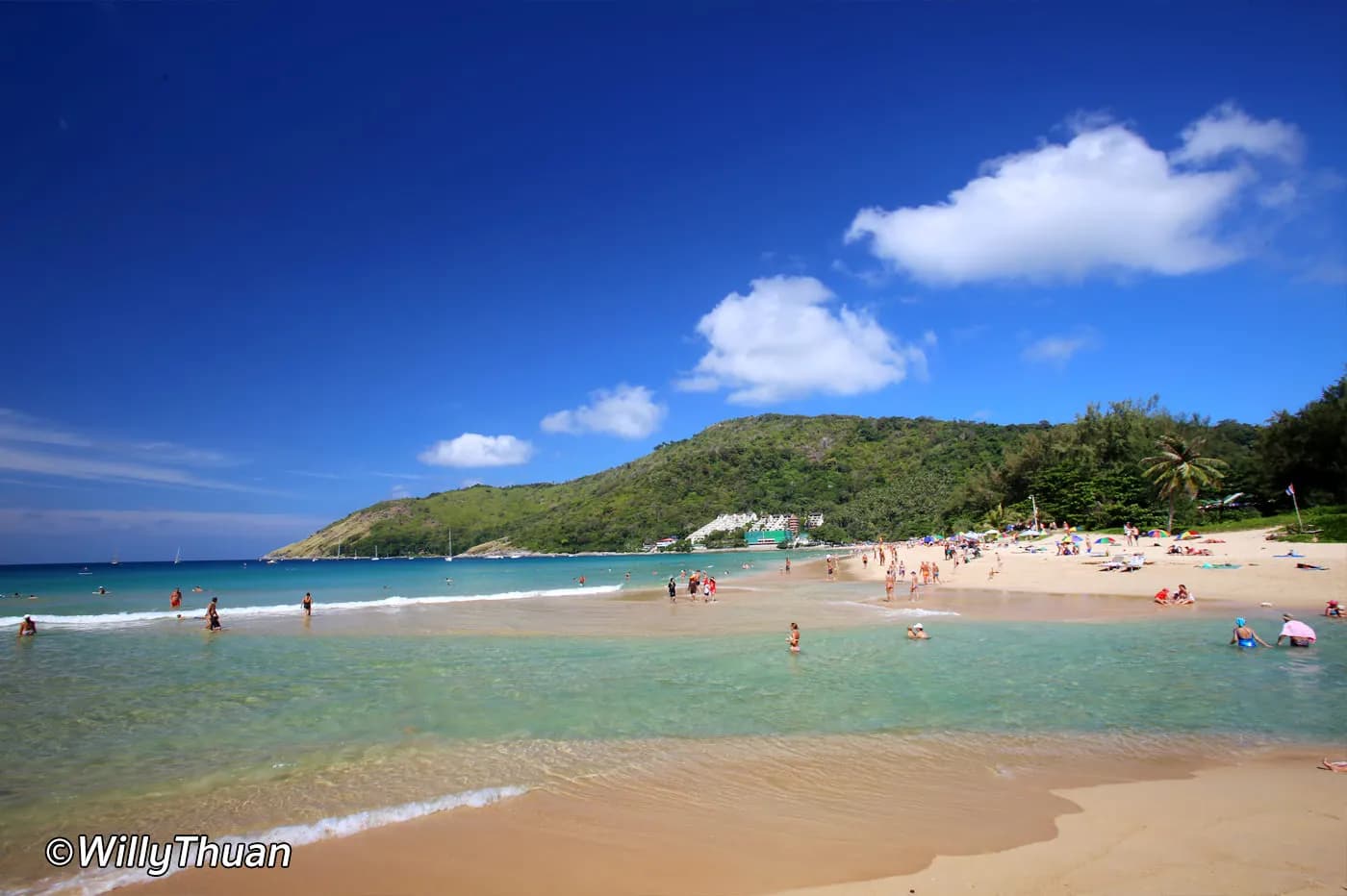 the beach, the water and the hills