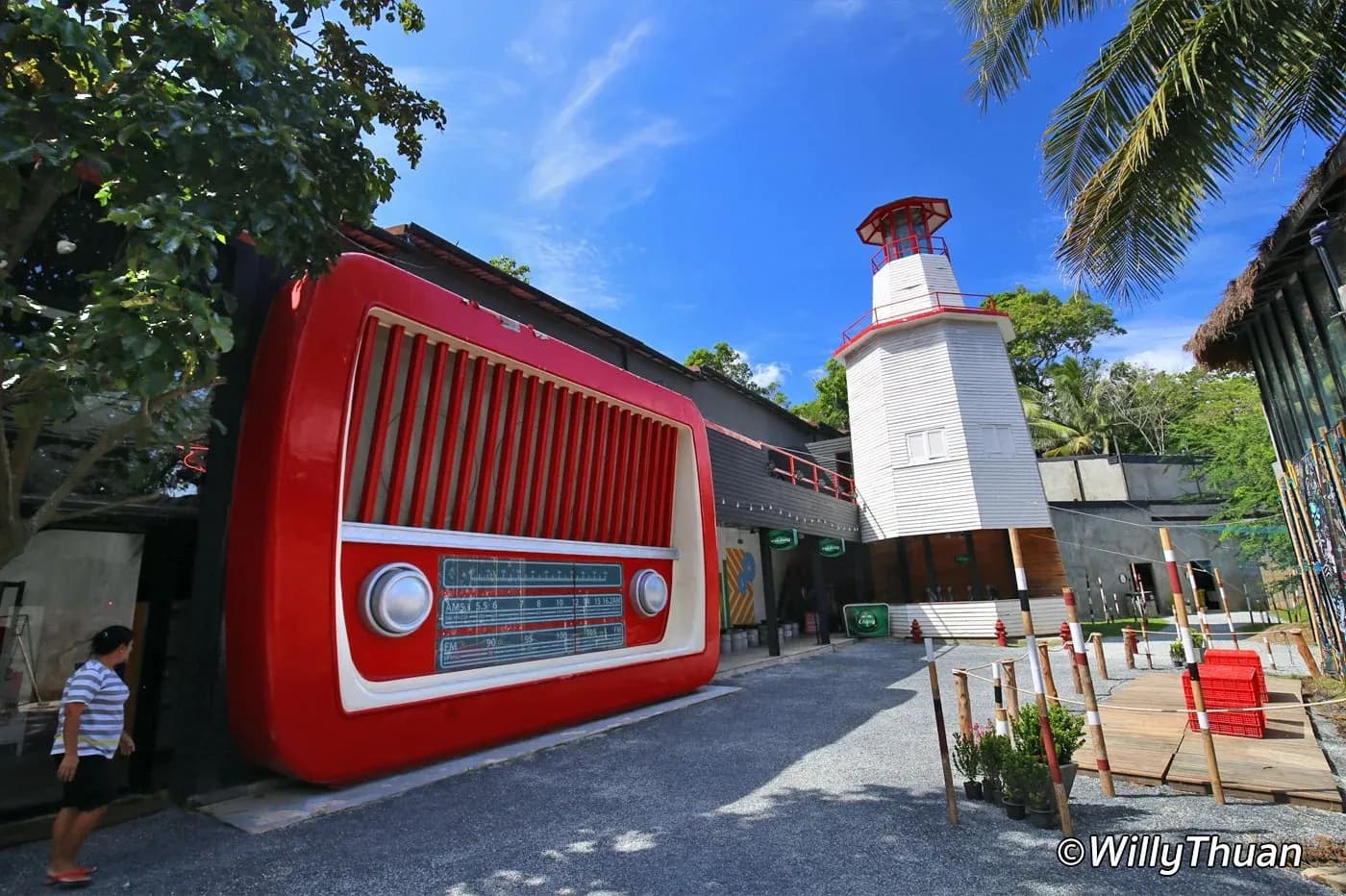 the beach club entrance on the road