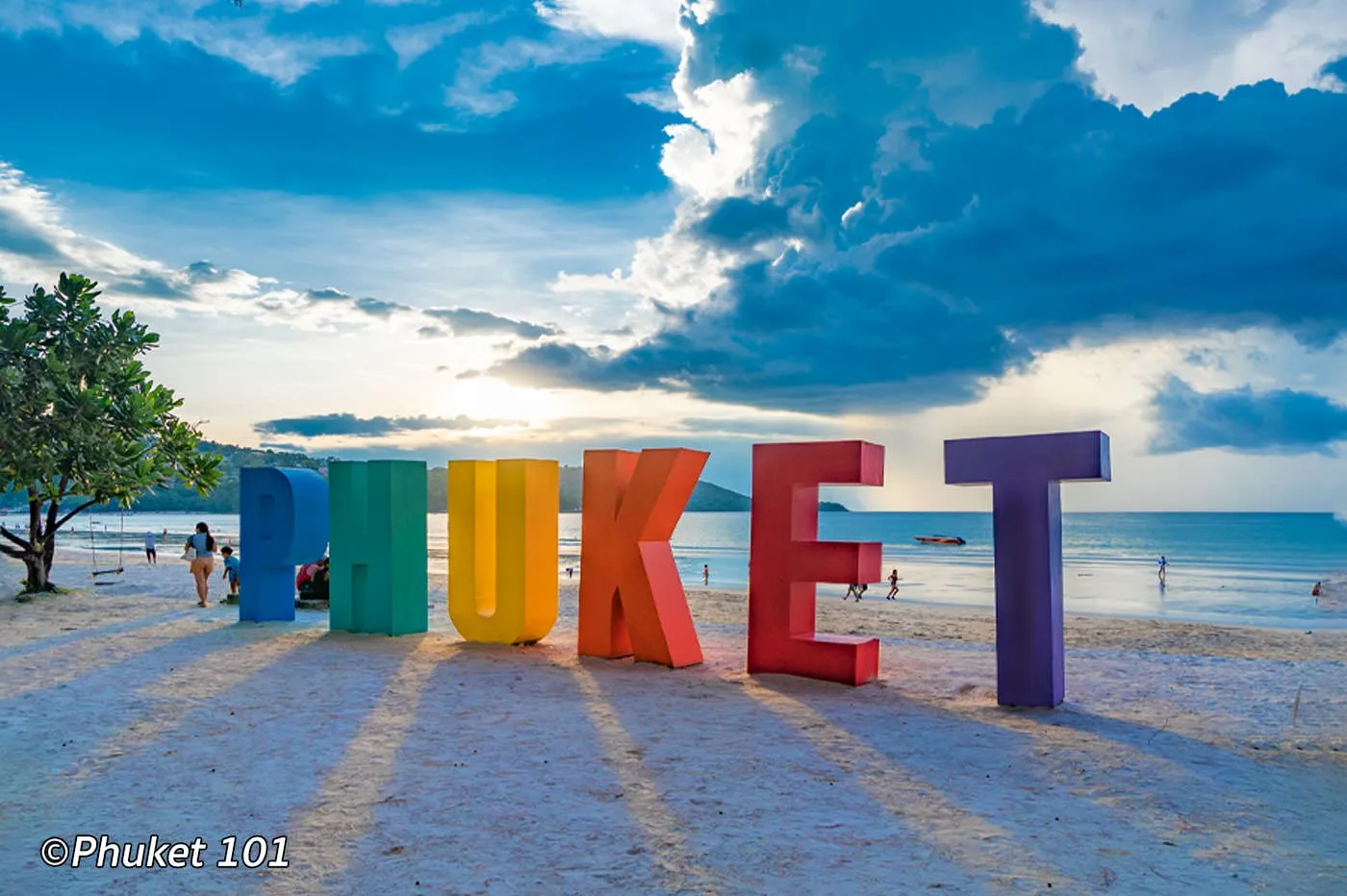 the PHUKET letters on the beach