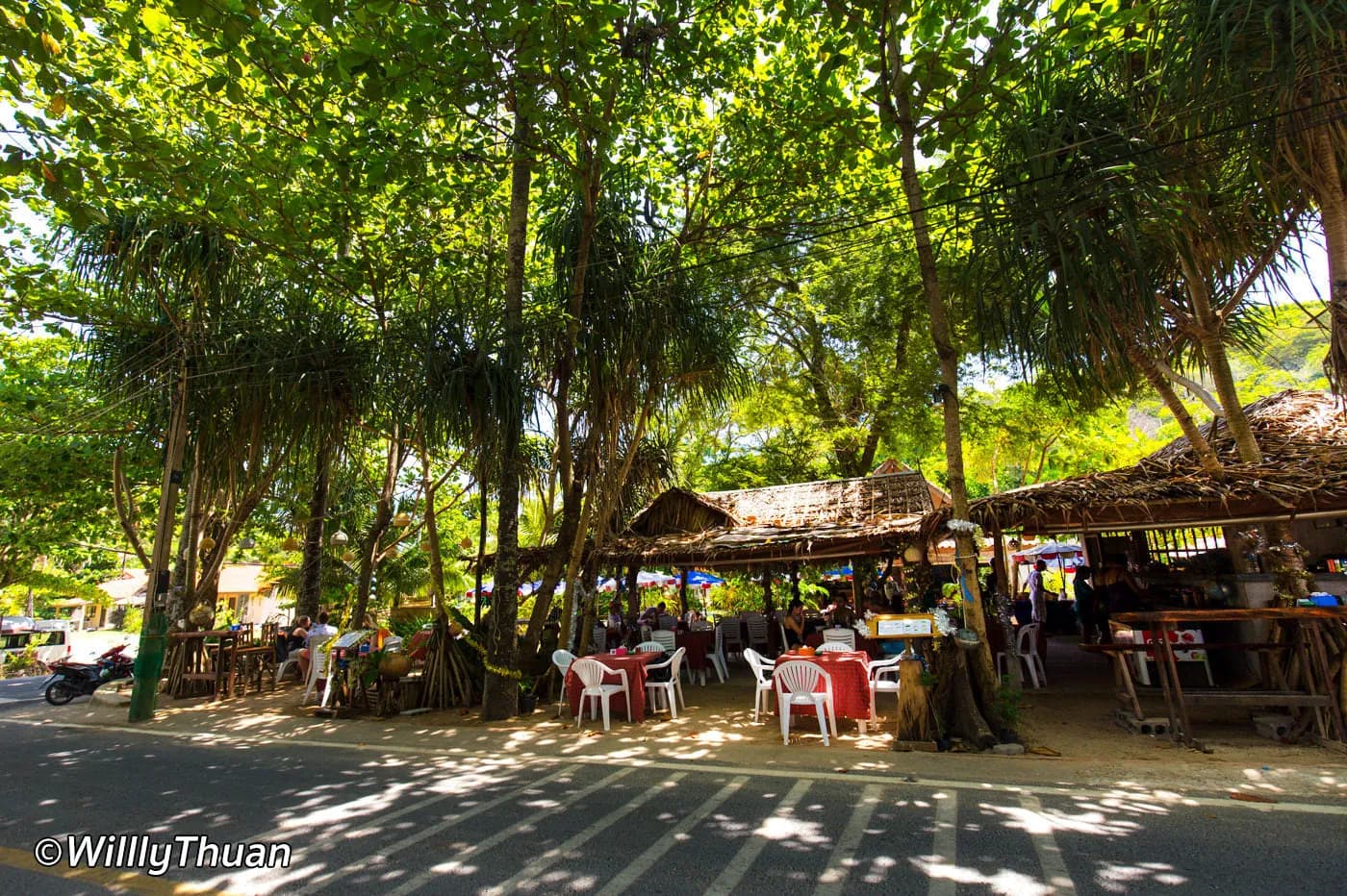 the beach restaurant under the trees